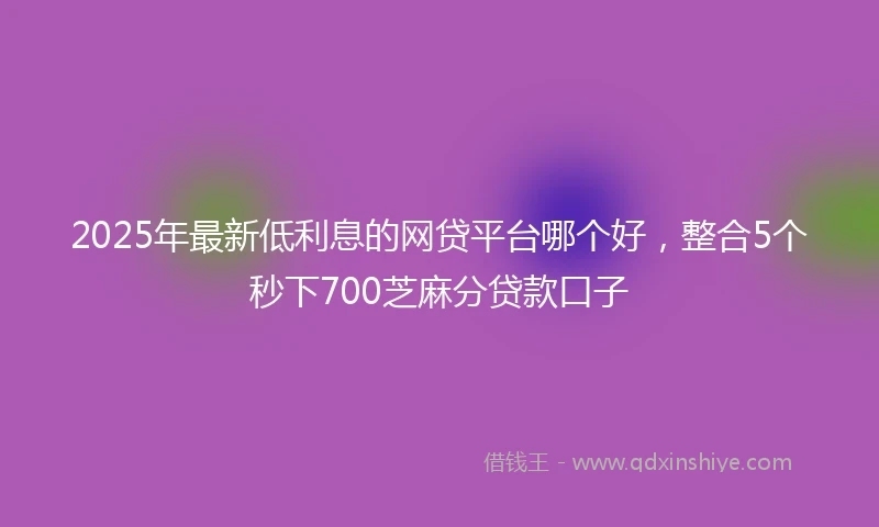 2025年最新低利息的网贷平台哪个好，整合5个秒下700芝麻分贷款口子