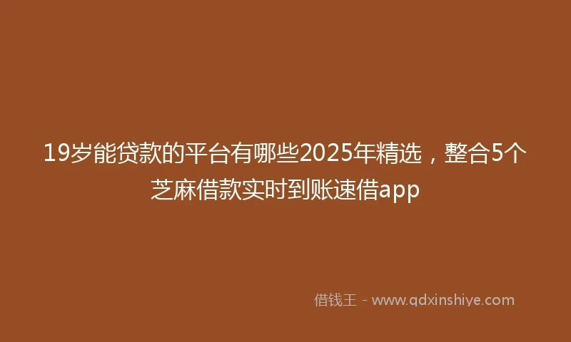 19岁能贷款的平台有哪些2025年精选，整合5个芝麻借款实时到账速借app