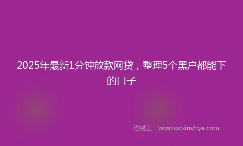 2025年最新1分钟放款网贷，整理5个黑户都能下的口子