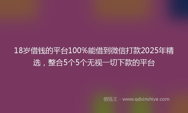 18岁借钱的平台100%能借到微信打款2025年精选，整合5个5个无视一切下款的平台