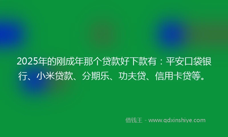 2025年的刚成年那个贷款好下款有：平安口袋银行、小米贷款、分期乐、功夫贷、信用卡贷等。