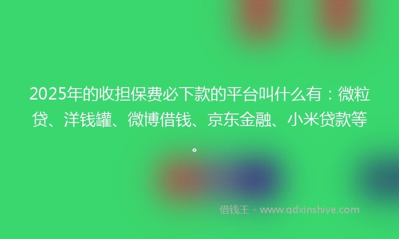 2025年的收担保费必下款的平台叫什么有：微粒贷、洋钱罐、微博借钱、京东金融、小米贷款等。