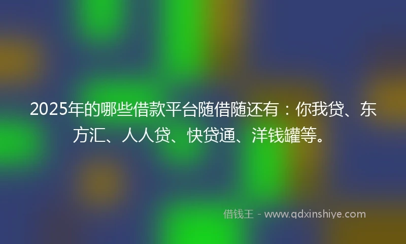 2025年的哪些借款平台随借随还有：你我贷、东方汇、人人贷、快贷通、洋钱罐等。