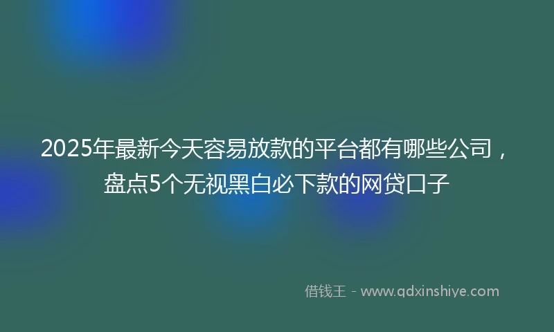 2025年最新今天容易放款的平台都有哪些公司，盘点5个无视黑白必下款的网贷口子