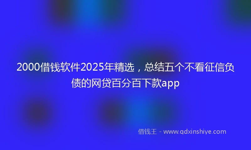 2000借钱软件2025年精选，总结五个不看征信负债的网贷百分百下款app