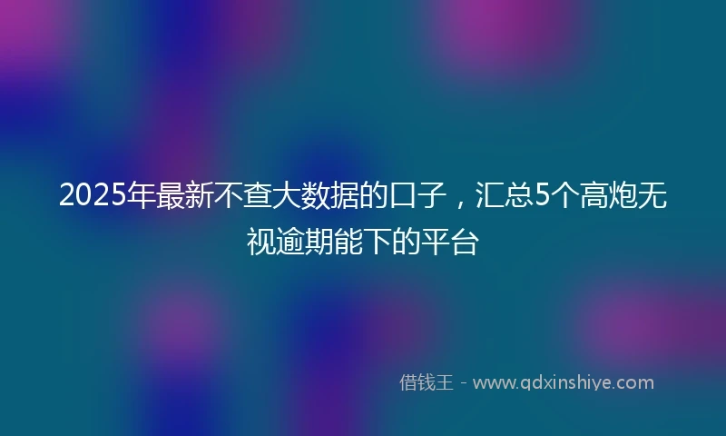 2025年最新不查大数据的口子，汇总5个高炮无视逾期能下的平台
