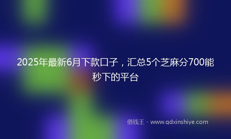 2025年最新6月下款口子，汇总5个芝麻分700能秒下的平台