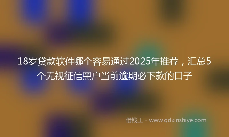 18岁贷款软件哪个容易通过2025年推荐，汇总5个无视征信黑户当前逾期必下款的口子