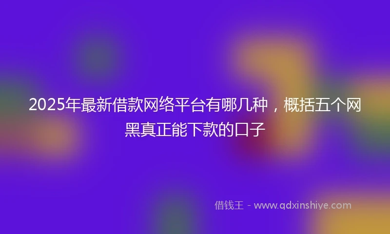 2025年最新借款网络平台有哪几种，概括五个网黑真正能下款的口子