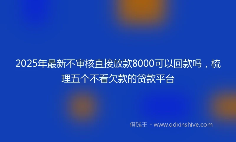 2025年最新不审核直接放款8000可以回款吗，梳理五个不看欠款的贷款平台