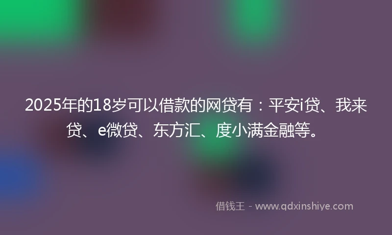 2025年的18岁可以借款的网贷有：平安i贷、我来贷、e微贷、东方汇、度小满金融等。