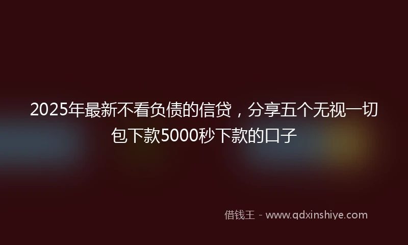 2025年最新不看负债的信贷，分享五个无视一切包下款5000秒下款的口子
