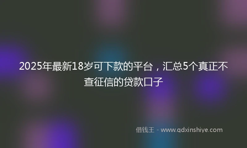 2025年最新18岁可下款的平台，汇总5个真正不查征信的贷款口子