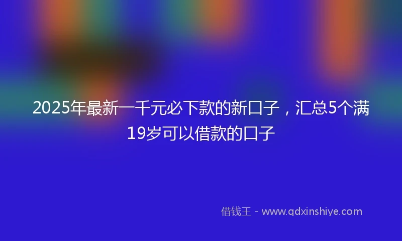 2025年最新一千元必下款的新口子，汇总5个满19岁可以借款的口子