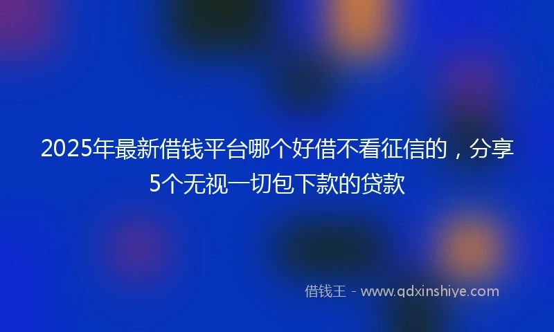 2025年最新借钱平台哪个好借不看征信的，分享5个无视一切包下款的贷款