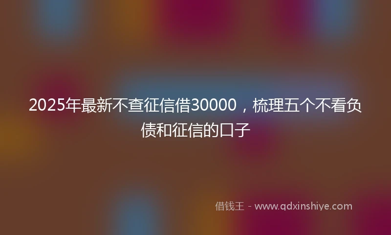 2025年最新不查征信借30000，梳理五个不看负债和征信的口子