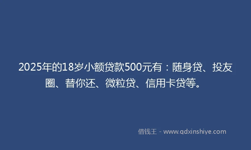 2025年的18岁小额贷款500元有：随身贷、投友圈、替你还、微粒贷、信用卡贷等。