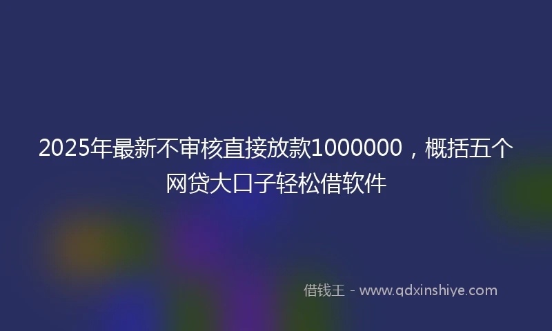2025年最新不审核直接放款1000000，概括五个网贷大口子轻松借软件
