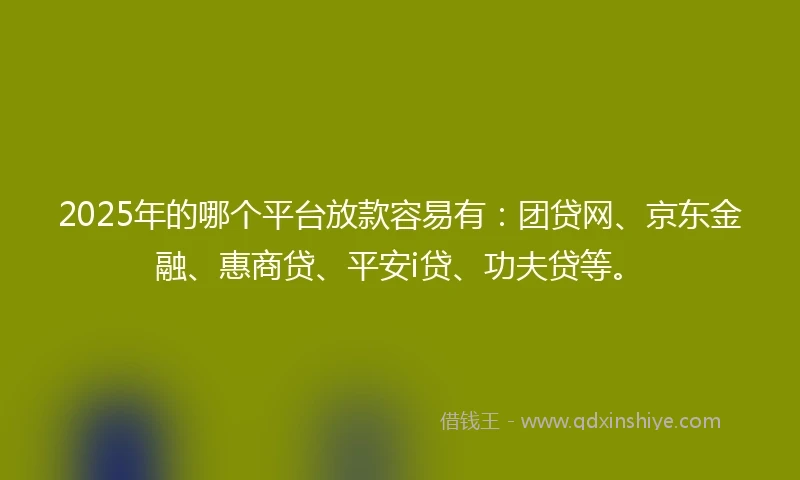 2025年的哪个平台放款容易有：团贷网、京东金融、惠商贷、平安i贷、功夫贷等。