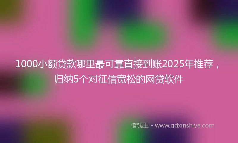 1000小额贷款哪里最可靠直接到账2025年推荐，归纳5个对征信宽松的网贷软件