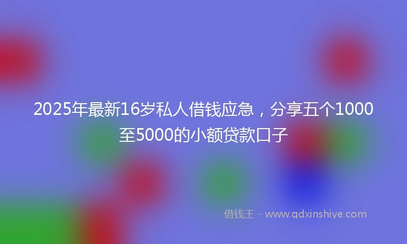 2025年最新16岁私人借钱应急，分享五个1000至5000的小额贷款口子