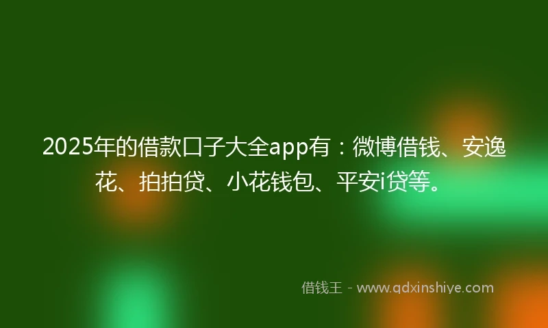 2025年的借款口子大全app有：微博借钱、安逸花、拍拍贷、小花钱包、平安i贷等。