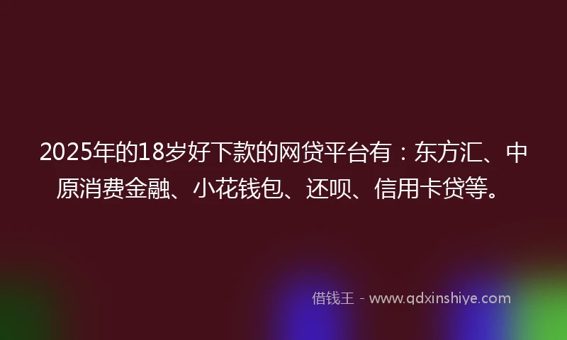 2025年的18岁好下款的网贷平台有：东方汇、中原消费金融、小花钱包、还呗、信用卡贷等。