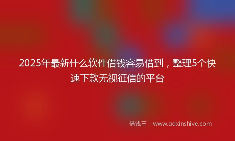 2025年最新什么软件借钱容易借到，整理5个快速下款无视征信的平台