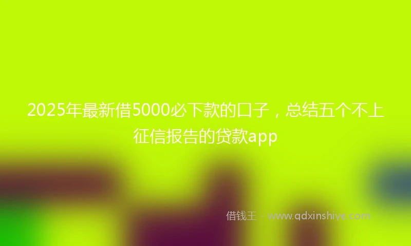 2025年最新借5000必下款的口子，总结五个不上征信报告的贷款app