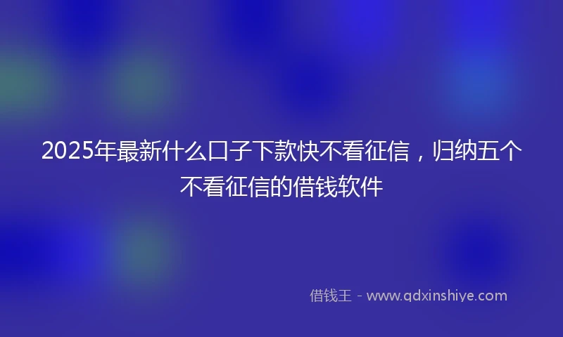 2025年最新什么口子下款快不看征信，归纳五个不看征信的借钱软件