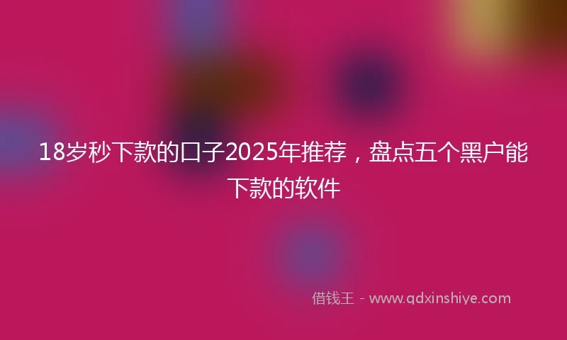18岁秒下款的口子2025年推荐，盘点五个黑户能下款的软件