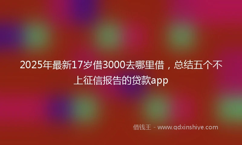 2025年最新17岁借3000去哪里借，总结五个不上征信报告的贷款app