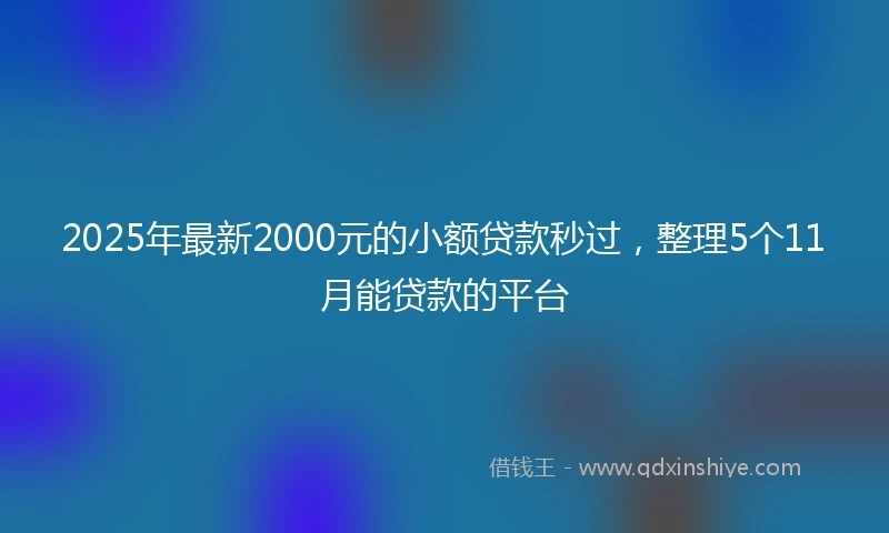 2025年最新2000元的小额贷款秒过，整理5个11月能贷款的平台