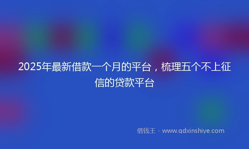 2025年最新借款一个月的平台，梳理五个不上征信的贷款平台
