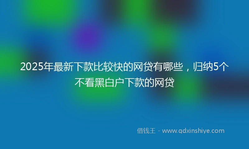 2025年最新下款比较快的网贷有哪些，归纳5个不看黑白户下款的网贷