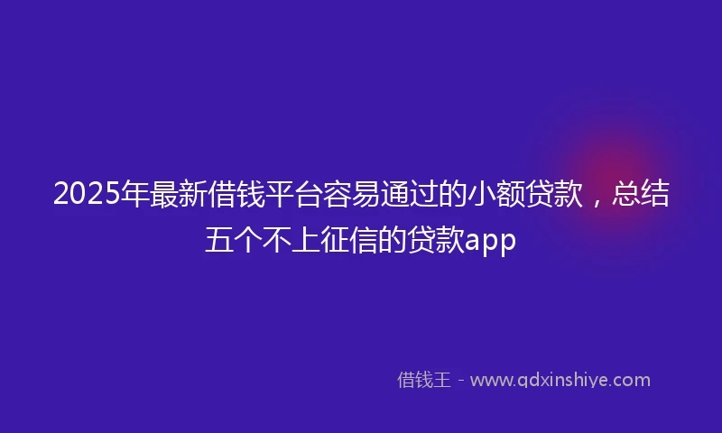 2025年最新借钱平台容易通过的小额贷款，总结五个不上征信的贷款app