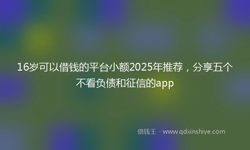 16岁可以借钱的平台小额2025年推荐，分享五个不看负债和征信的app