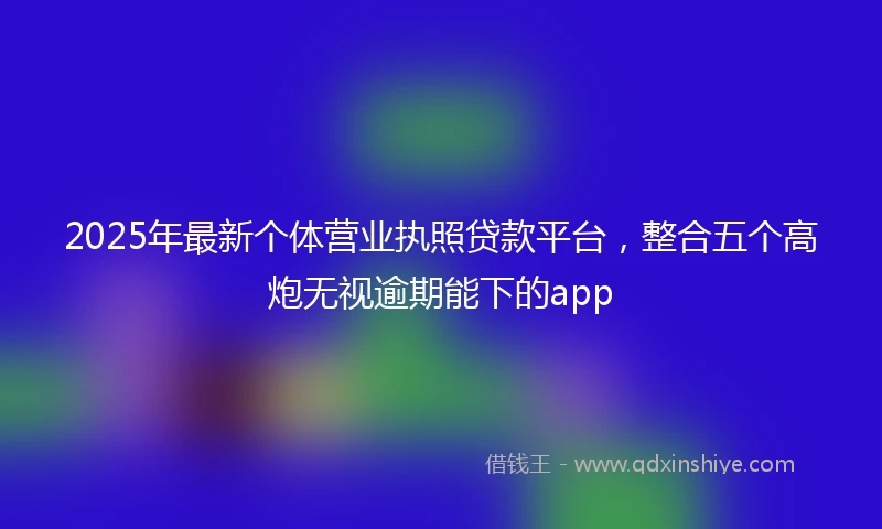 2025年最新个体营业执照贷款平台，整合五个高炮无视逾期能下的app