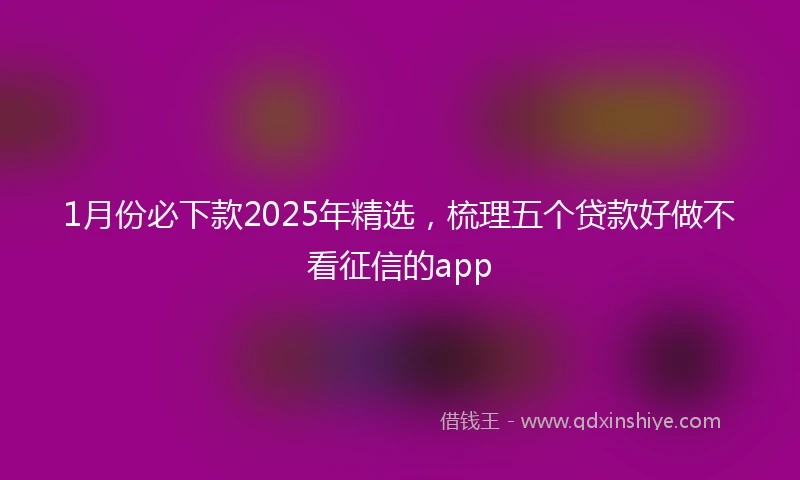 1月份必下款2025年精选，梳理五个贷款好做不看征信的app