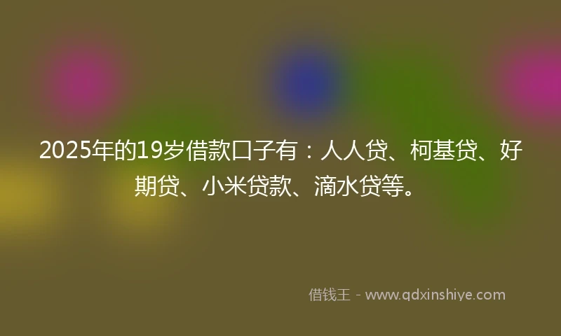 2025年的19岁借款口子有：人人贷、柯基贷、好期贷、小米贷款、滴水贷等。