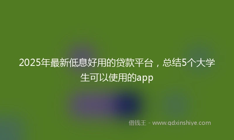 2025年最新低息好用的贷款平台，总结5个大学生可以使用的app