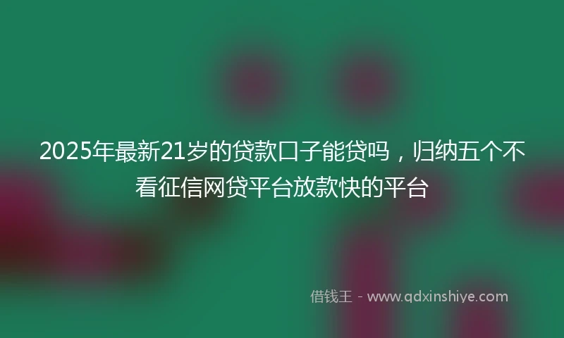 2025年最新21岁的贷款口子能贷吗，归纳五个不看征信网贷平台放款快的平台