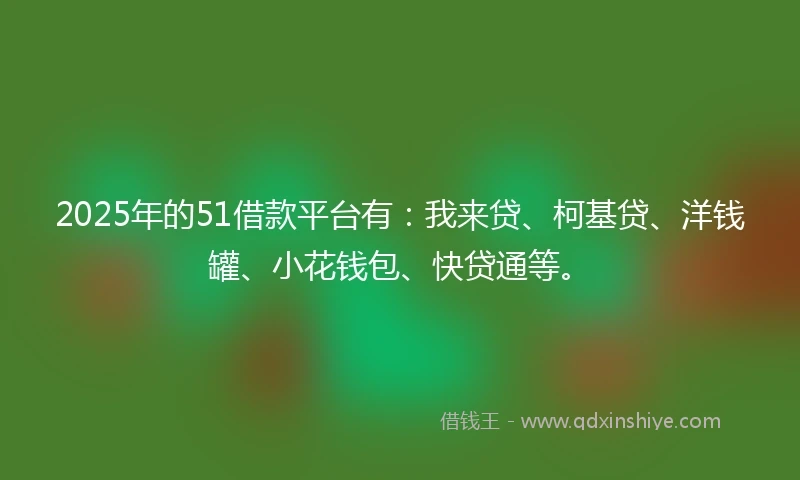 2025年的51借款平台有：我来贷、柯基贷、洋钱罐、小花钱包、快贷通等。