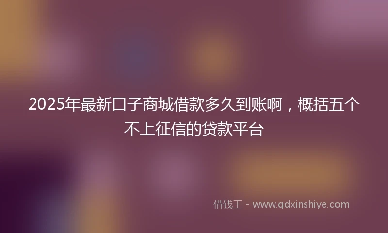 2025年最新口子商城借款多久到账啊，概括五个不上征信的贷款平台