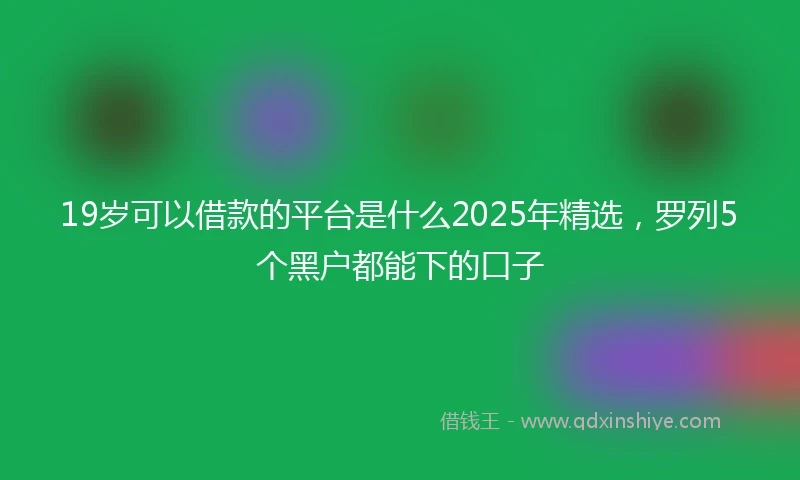 19岁可以借款的平台是什么2025年精选，罗列5个黑户都能下的口子
