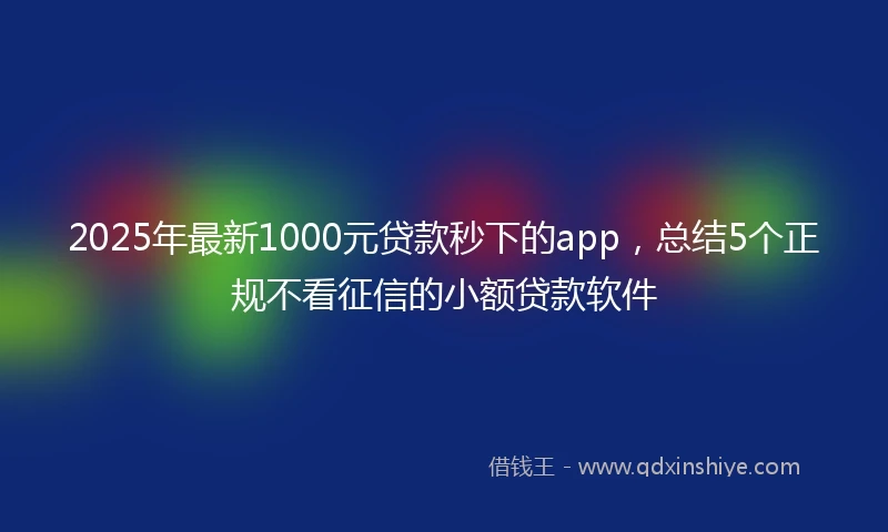 2025年最新1000元贷款秒下的app，总结5个正规不看征信的小额贷款软件