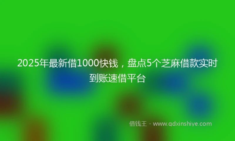 2025年最新借1000快钱，盘点5个芝麻借款实时到账速借平台