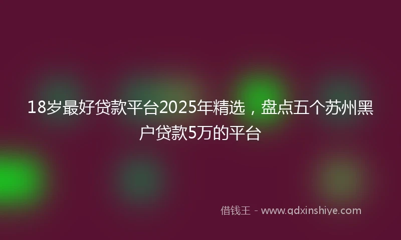 18岁最好贷款平台2025年精选，盘点五个苏州黑户贷款5万的平台