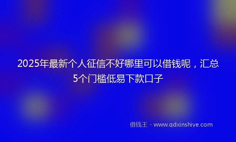 2025年最新个人征信不好哪里可以借钱呢，汇总5个门槛低易下款口子