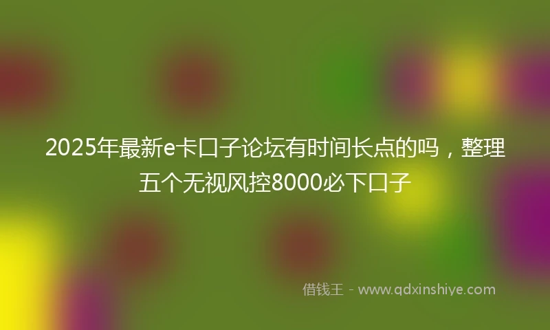 2025年最新e卡口子论坛有时间长点的吗，整理五个无视风控8000必下口子